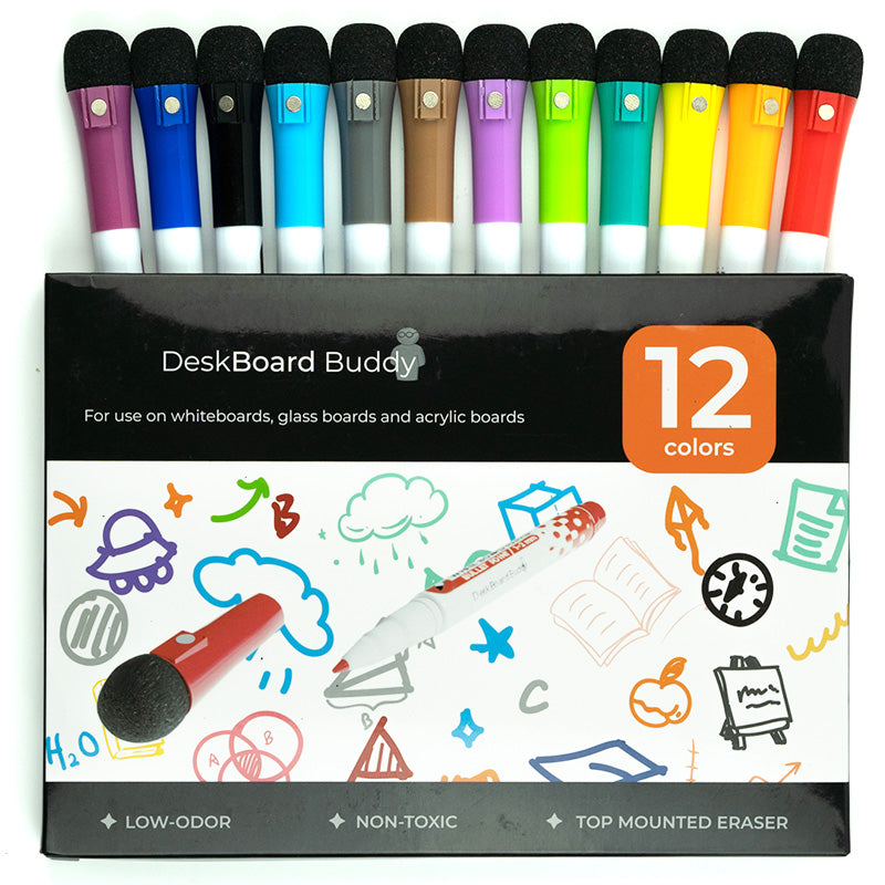 12PCS/SET Whiteboard Pens, White Board Markers, Assorted Ink Colours Dry  Erase Markers, Home Office School