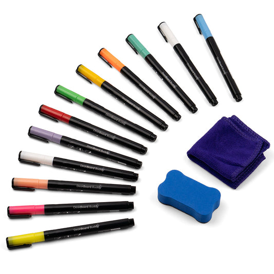 12 Pack Dry Erase Markers - For Black DeskBoard Buddy
