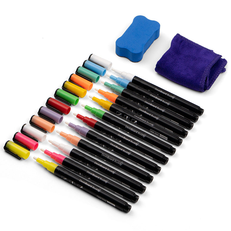 12 Pack Dry Erase Markers - For Black DeskBoard Buddy