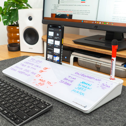DeskBoard Buddy white glass desk whiteboard for notes and organization